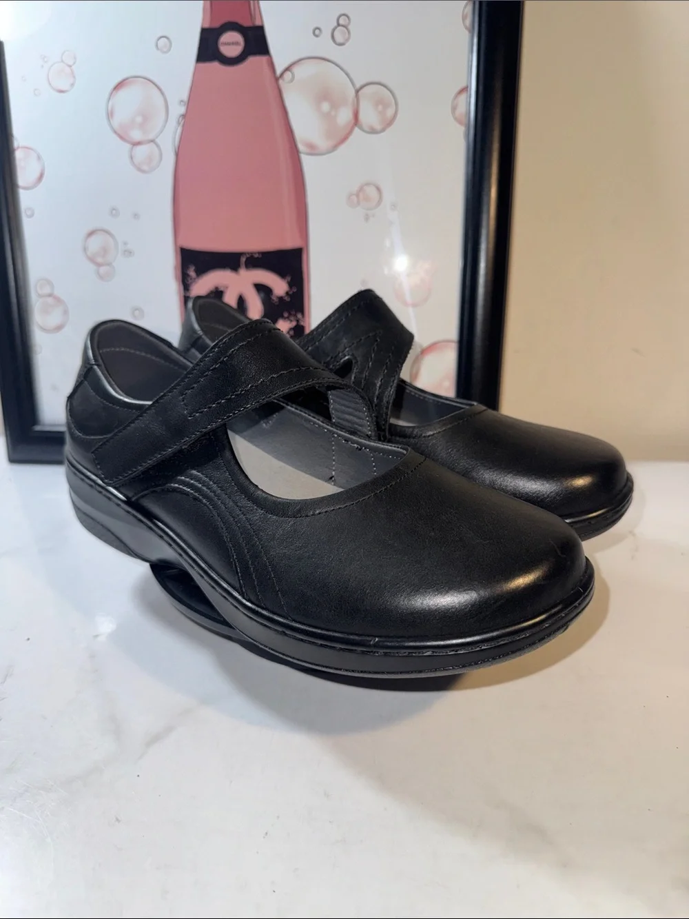 Propet Golda Black Leather Mary Jane Flats - Women’s Size 9.5W